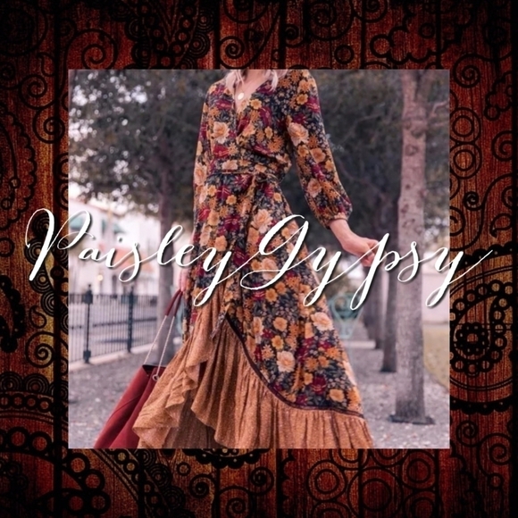 Floral Bohemian V Neck Patchwork Maxi Dress - Picture 1 of 16